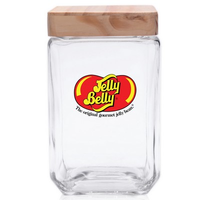 54 Oz. Omni Glass Square Jar - Multi Color Imprint