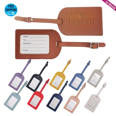 Debossed PU Leather Luggage Tag with Large Visable Window