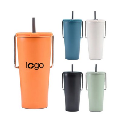 Stainless Steel Straw Thermos Cup