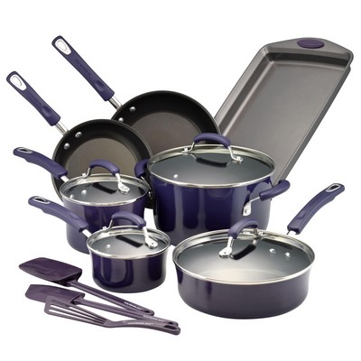 Rachael Ray 14 Piece Classic Brights Purple Gradient Nonstick Cookware