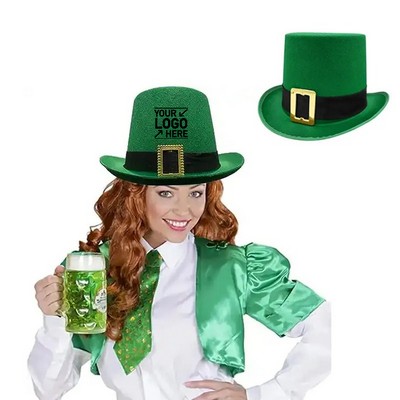 Adult St. Patrick's Day Green Leprechaun Top Hat With Metal Buckle