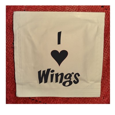 Stock "I Love Wings" Moist Towelettes (Pack of 50)