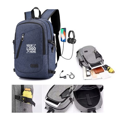 Custom Men Business Travel Laptop Backpack Anti-theft Work Daypack with USB Charging Port