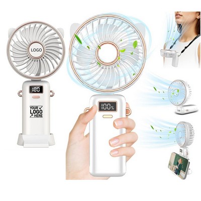 Portable Foldable Desk Fan Rechargeable Battery Handheld Fan for Travel Outdoor Office Household