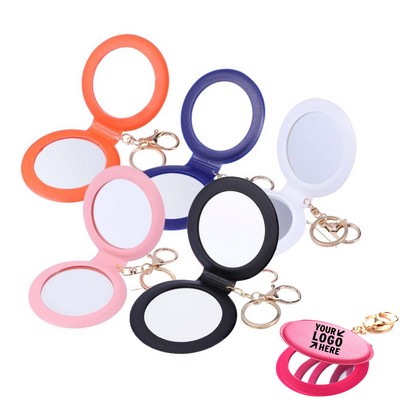 3.1'' Leather Double Side Makeup Mirror With Keychain