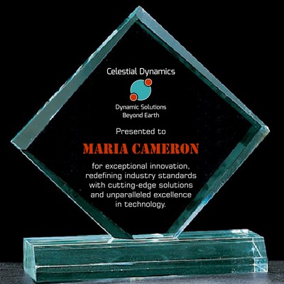 UV Printed Jade Diamond Acrylic Award (6"x 7 3/8")