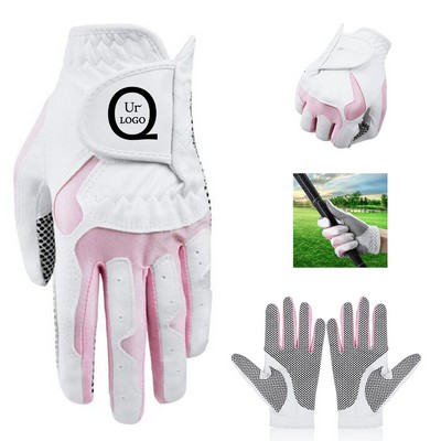 Women'S Microfiber Non-Slip Grain Breathable Golf Gloves