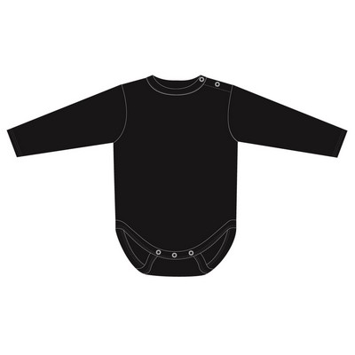 Long sleeve bodysuit-BLACK Interlock, Cotton