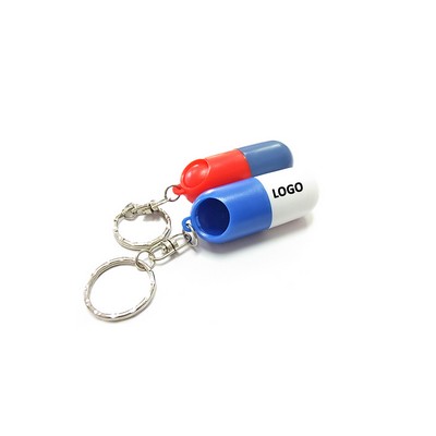 Capsule Shaped Pill Box With Key Ring