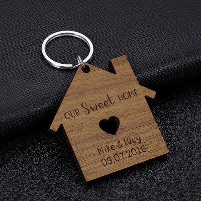 Wooden Home Sweet Keychain