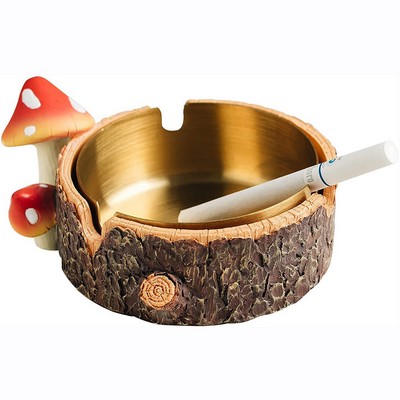 Mushroom Design Ashtray with Stainless Steel Tray for Cigarettes