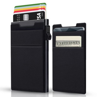 Slim Metal Minimalist Card Holder with Money Pocket