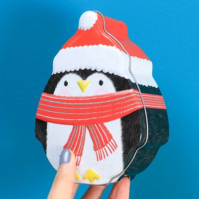 Christmas Penguin-Shaped Candy and Cookie Tin Box