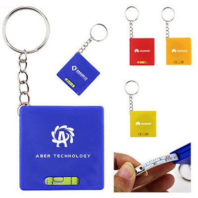 Square Tape Measure w/Level & Key Chain