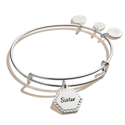 Alex and Ani® Sister Charm Antique Silver Bangle