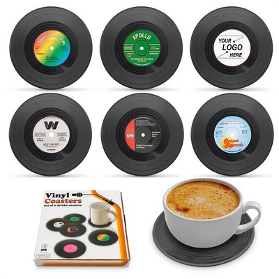 Retro Vinyl Record Drink Coasters Set of 6