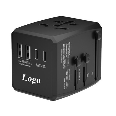 International Travel Universal Adapter w/2 port USB and 2 port Type-C