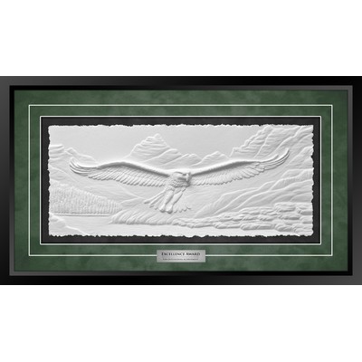 Valley of the Eagle (Black/Green) - Cast Paper Sculptured Art - Shadowbox Award 17.5"x30"