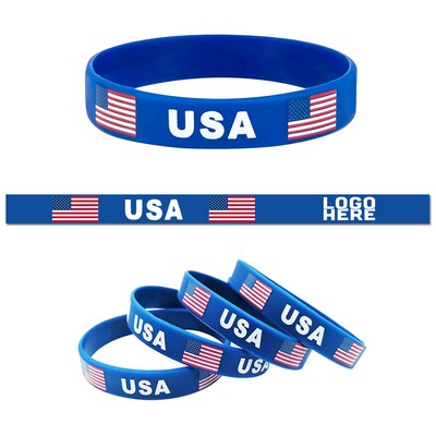 United States Flag Printed Silicone Bracelet