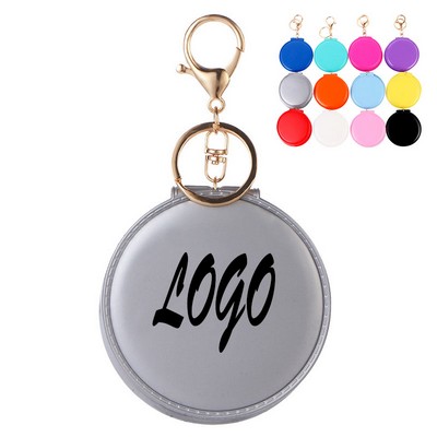 Pu Leather Pocket Makeup Mirror Key Chain