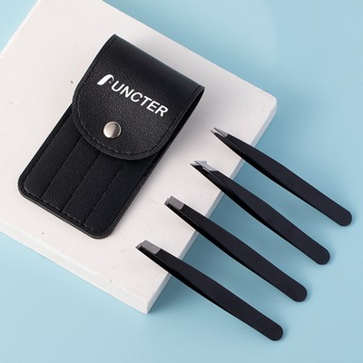 Stainless Steel Tweezers 4 pcs set for Eyebrows