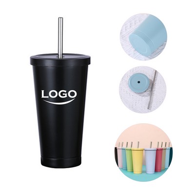 Insulated Stainless Steel Tumbler with Straw