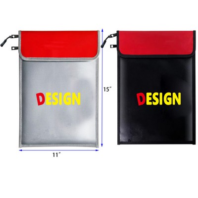 15 x 11 Inches Silicone Coated Fireproof and Waterproof Money Bag Fireproof Document Bag