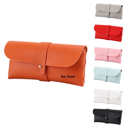 PU Leather Eyeglasses Storage Bag with Snap Closure