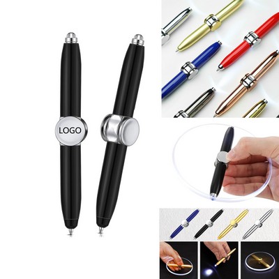 Metal Spinning Fidget Ballpoint Pen With LED Light