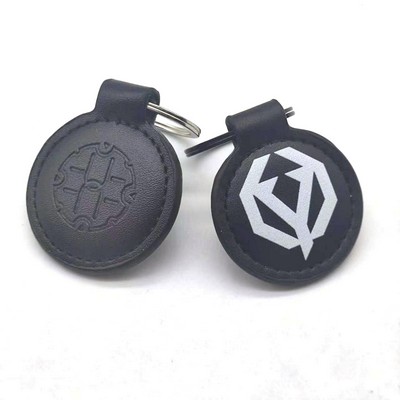 Rounded PU Leather Keychain