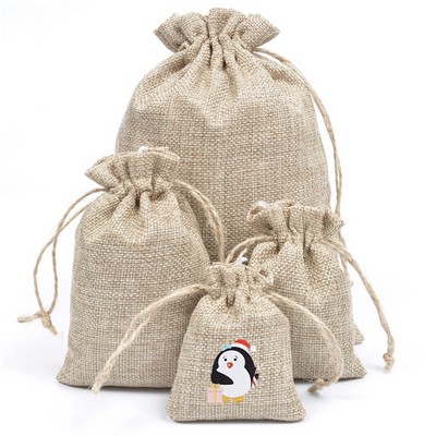 Medium Natural Burlap Pouches Jute Drawstring Bags