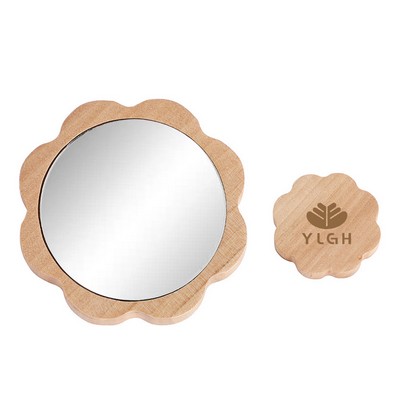 Round Sunflower Shaped Wooden Mirror