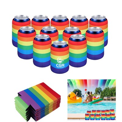 Rainbow Neoprene Can Cooler Sleeves