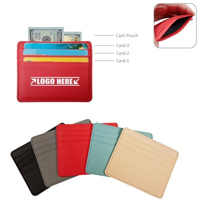 Smooth PU Leather Card Holder w/Wallet