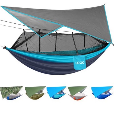 Portable Camping Hammock with Rainfly and Mosquito Net