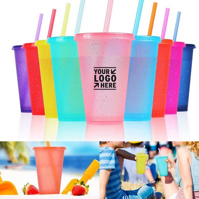 16 Oz Reusable Plastic Tumblers Drinking Glasses Cup