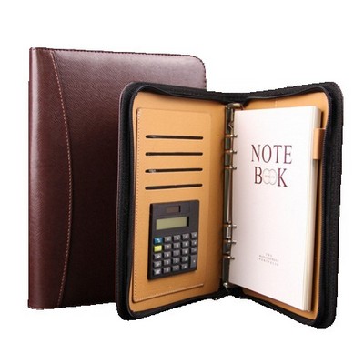 Business Loose-Leaf Zippered Padfolios W/ Calculator