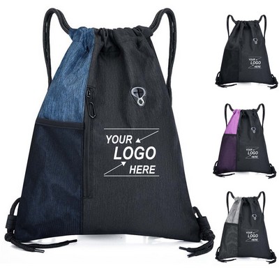 Adjustable Drawstring Backpack: Ideal Sports Gym Bag with Ventilated Mesh Pocket