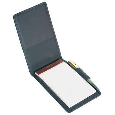 Leather Flip Style Note Jotter w/ Plain Pad (4 1/2"x3"x3/4")