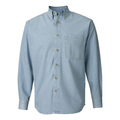 Tall Single Pocket Men's Long Sleeve Denim Shirt