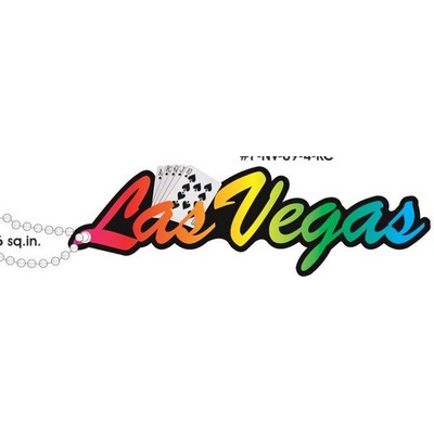 Las Vegas w/ Royal Flush Promotional Key Chain w/ Black Back (12 Square Inch)