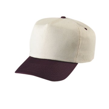 5 Panel Half Moon Cotton Twill Cap - Natural Beige