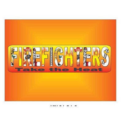 Fireman Slogan Rectangle Badge w/ Bar Pin (2 1/2"x3 1/2")