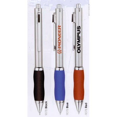 Multifunction 4-In-1 Push Action Ballpoint Pen w/Rubber Grip