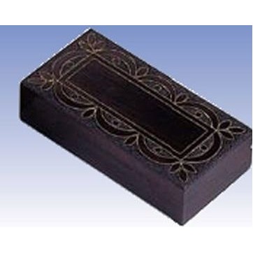 Traditional Rectangle Wood Box w/Leaf Pattern (7 7/8"x4"x2")