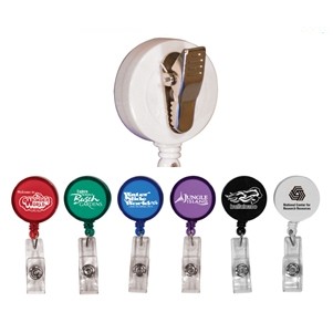 Round Retractable Badge Holder w/Alligator Clip (Spot Color)