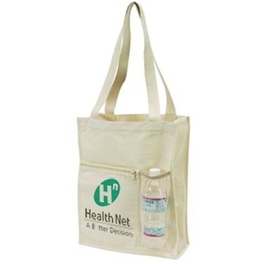 Canvas Mesh Tote Bag w/ Bottle Holder