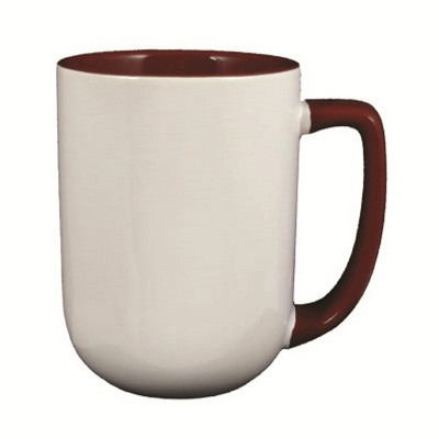 17 Oz. White Arlen Mug w/Maroon Interior & Handle