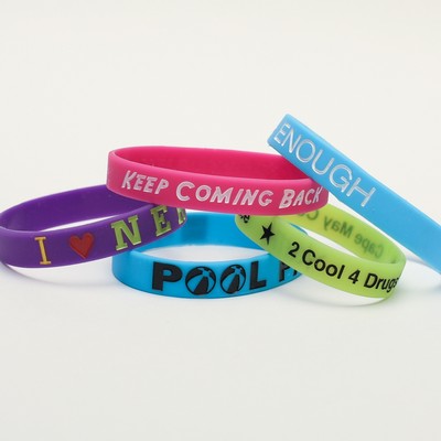 1/2" Debossed Silicone Wristband w/Color Fill