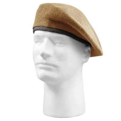 GI Type Tan Inspection Ready Wool Beret w/No Flash